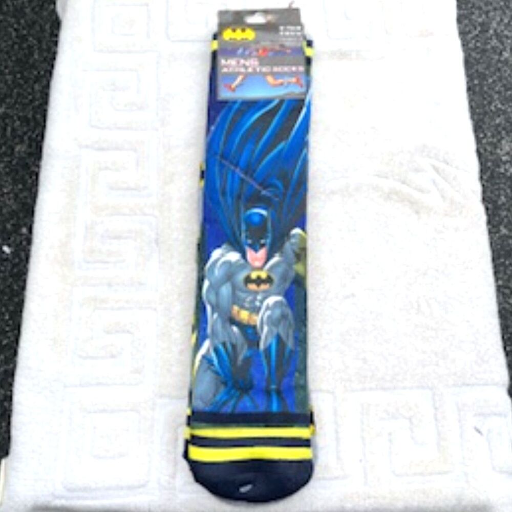 Athletic Crew Socks . Shoe Size 6-12 . Batman DC Comics . {2} Pair Sleeve